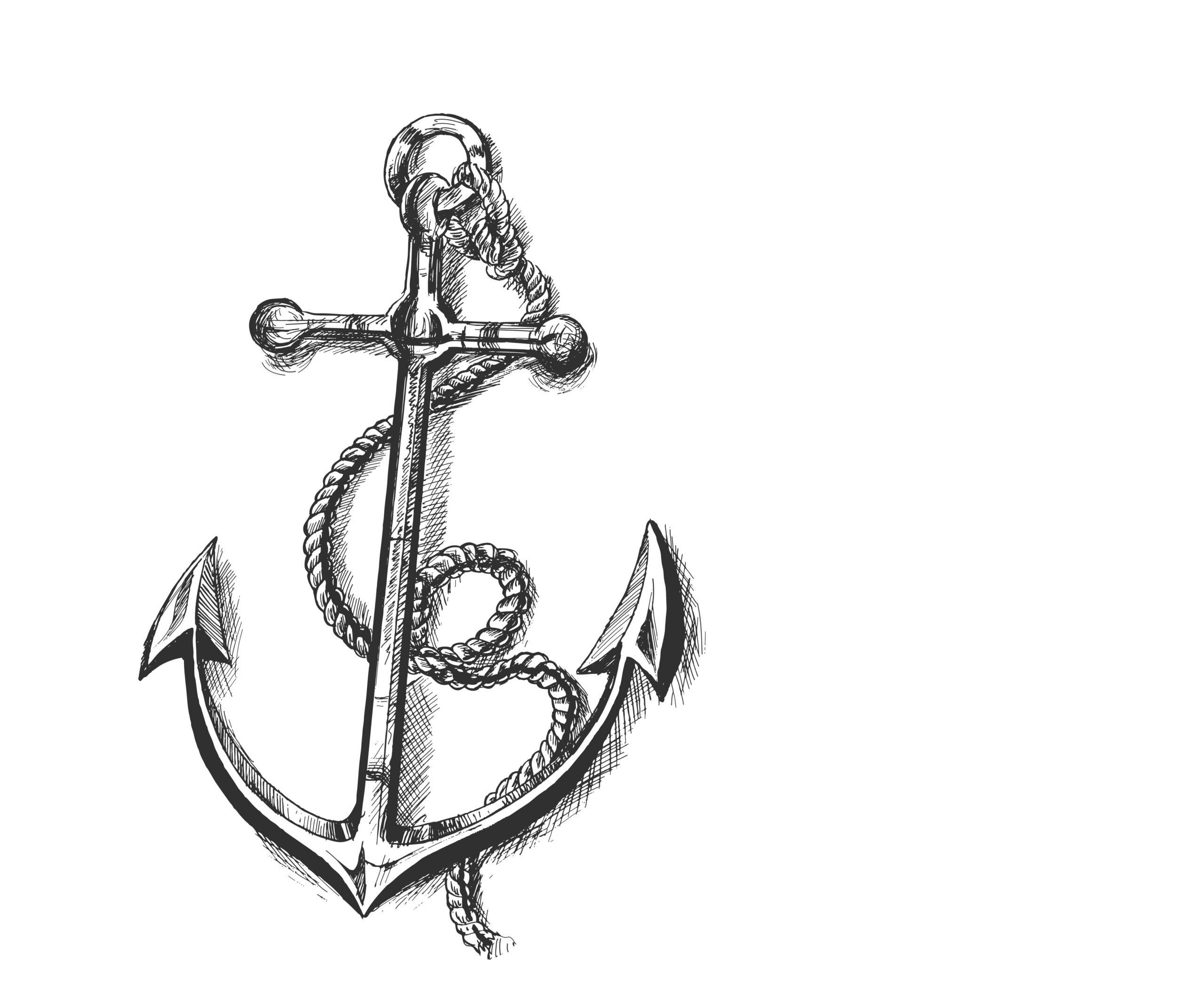 Hand-drawn anchor with a rope, a symbol of secure family pontoon rentals.