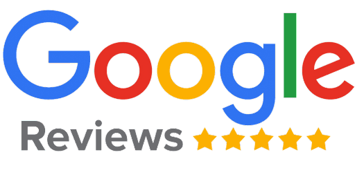 The Google Reviews logo with five stars, symbolizing high customer satisfaction ratings.