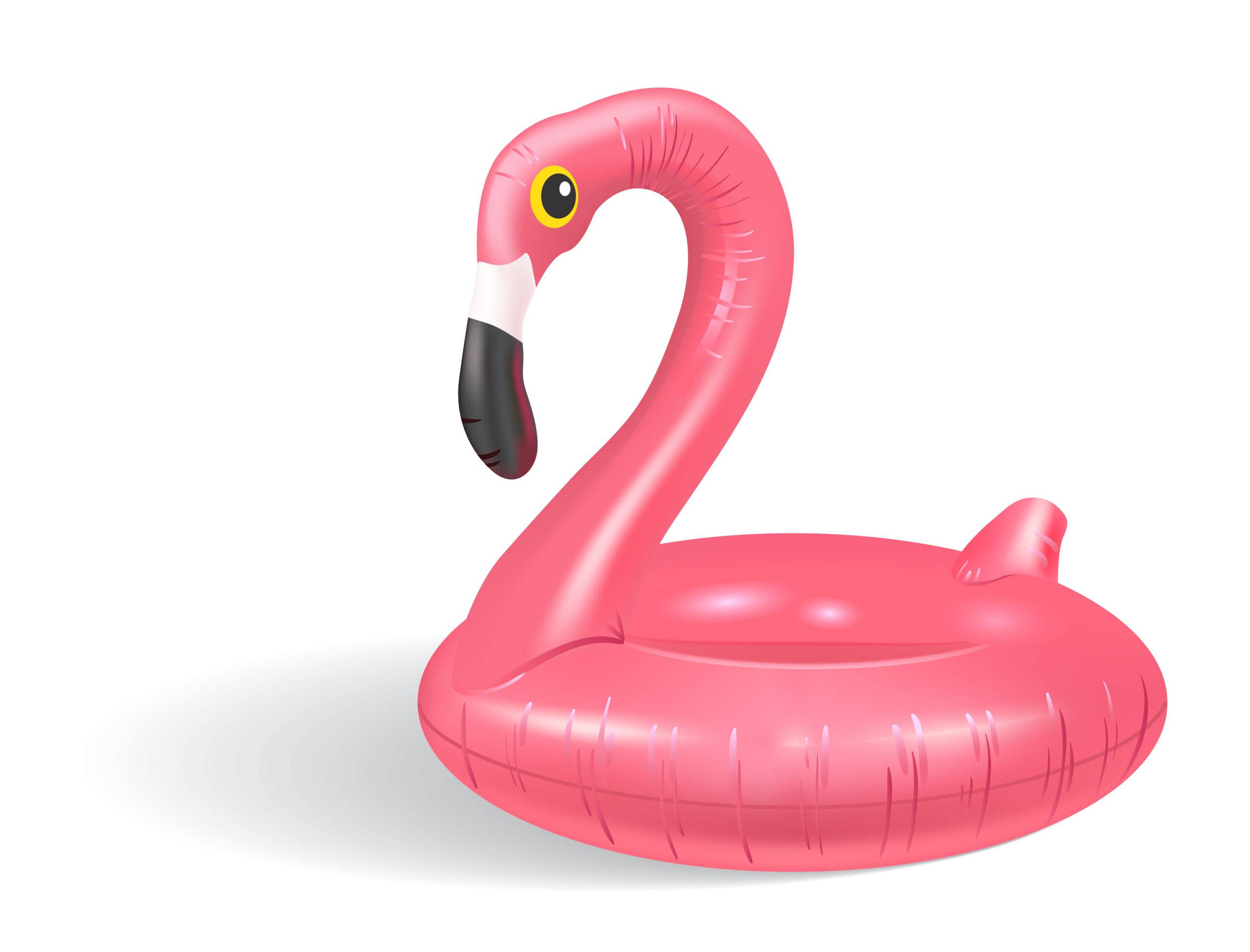 Pink flamingo pool float, perfect for pontoon boat fun.
